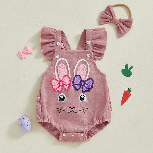 Baby Corduroy Cute Rabbit Strap Two-piece Set