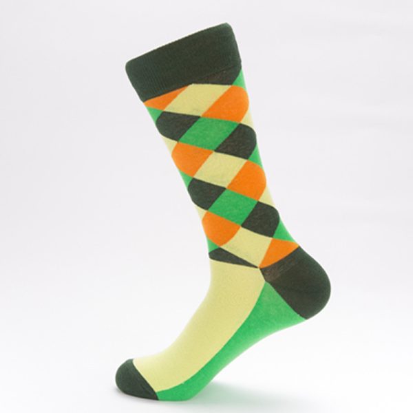 Color Diamond Lattice Men's Mid-calf Length Sock - Image 9