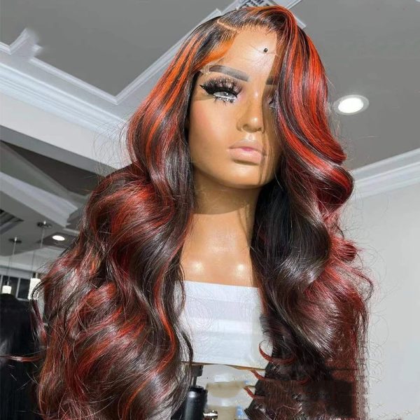 Lace Frontal Burgundy Highlight 13X4 4x4 Closure Wigs - Image 4