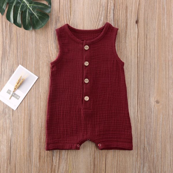 0-24M Summer Solid Rompers Newborn Infant Baby Girl Boy Outf - Image 4