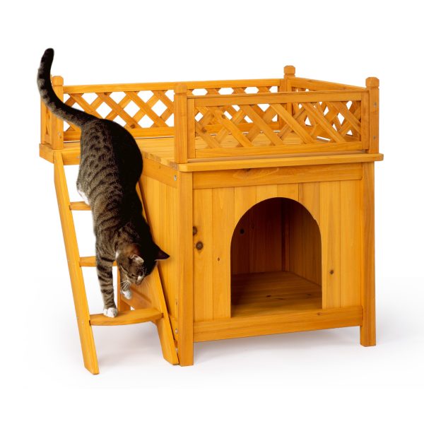 72X50X65.5cm 2 Storey Fence With Staircase Cat House - Image 2