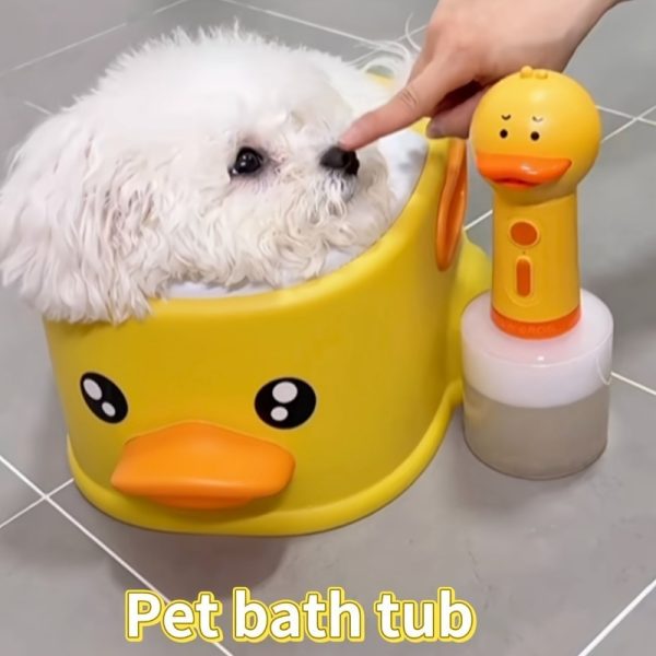 PVC Bathtub For Dogs And Cats Without Electricity Easy To Store Sustainable Use Non-electric Shaped Like A Duck - Image 3