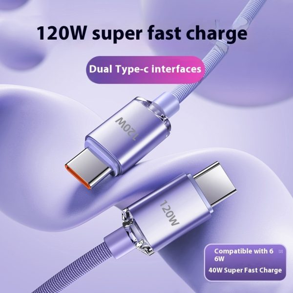 120W Fast Charge PD6A Dual USB Type-C Cable