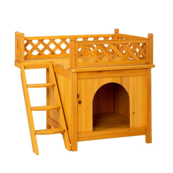 72X50X65.5cm 2 Storey Fence With Staircase Cat House