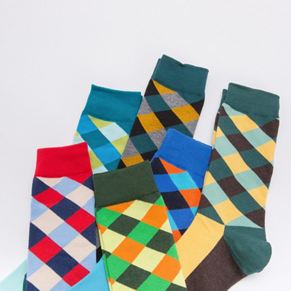 Color Diamond Lattice Men's Mid-calf Length Sock - Image 4