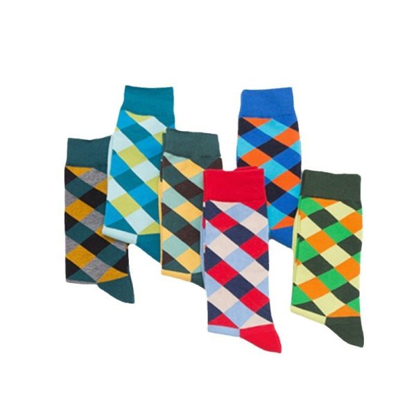 Color Diamond Lattice Men's Mid-calf Length Sock - Image 5