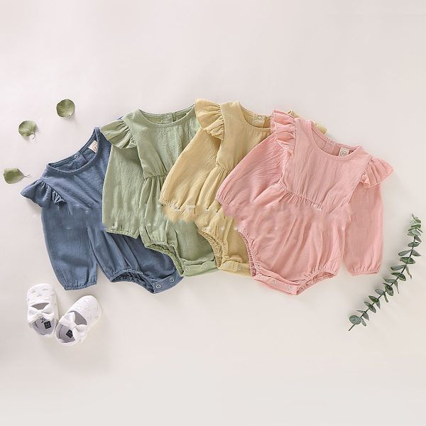 Cute Four-color Flying-sleeve Romper Long-sleeved