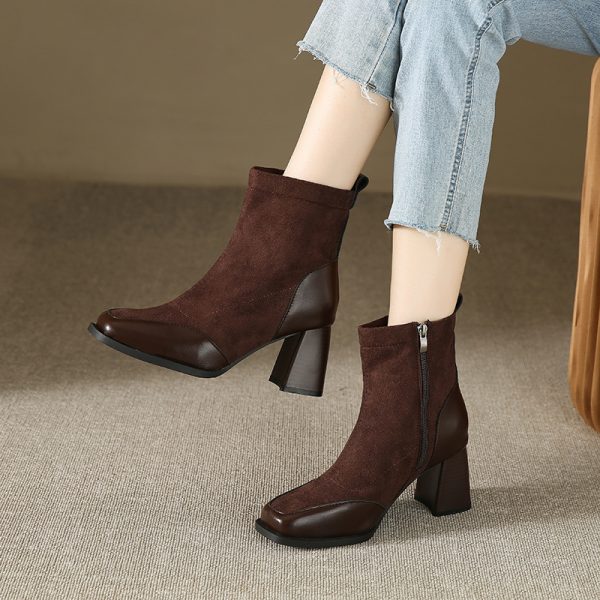 Fat Feet British Style Chunky Heel Booties - Image 4