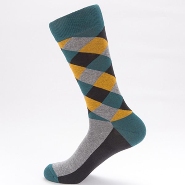 Color Diamond Lattice Men's Mid-calf Length Sock - Image 10