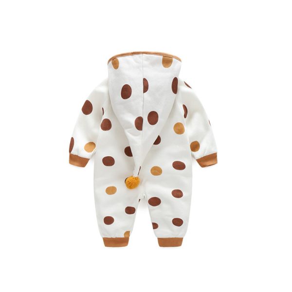 Cotton Printed Baby Hooded Crawling Bodysuit - Image 2