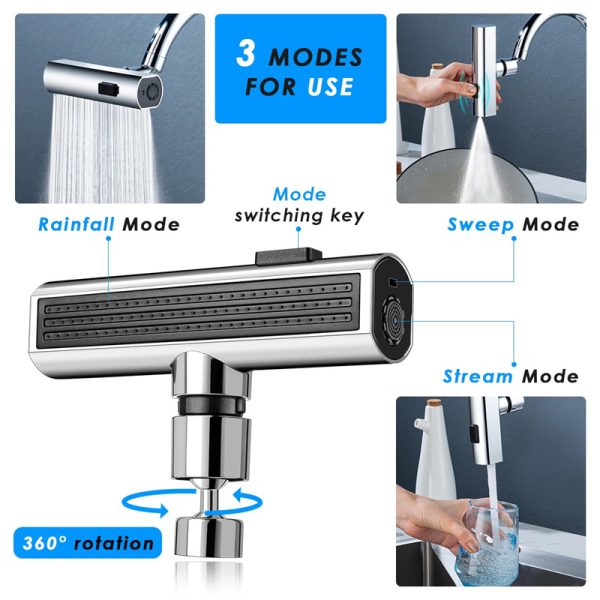 Kitchen Faucet Waterfall Outlet Splash Proof Universal Rotating Bubbler Multifunctional Water Nozzle Extension Kitchen Gadgets - Image 5