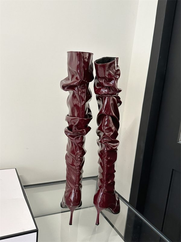 Autumn Stiletto Heel Pile Style High Heel Over The Knee Boots - Image 6