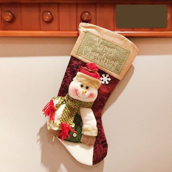 Christmas Stocking Socks Snowman Santa Elk Xmas Fireplace Xmas Tree Ornaments New Year Candy Bag Gift Christmas Decor - Image 9