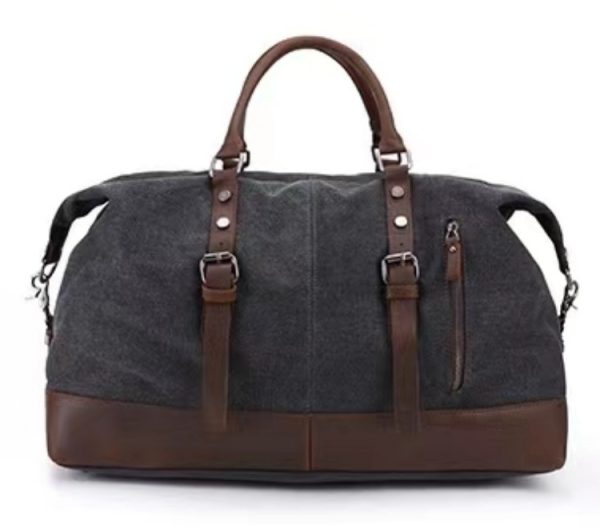 Canvas Traveling Crazy Horse Leather Casual Travel Messenger Shoulder Bag Large Capacity - Image 6