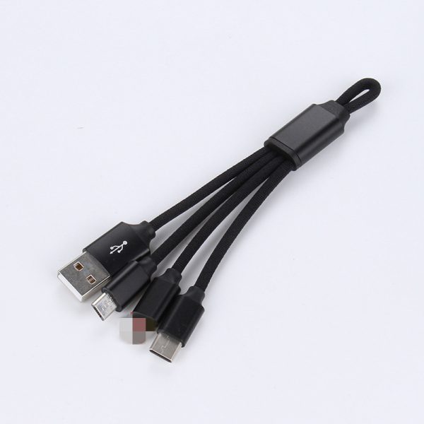 Keychain Three-in-one Data Cable Three-head Charging Cable