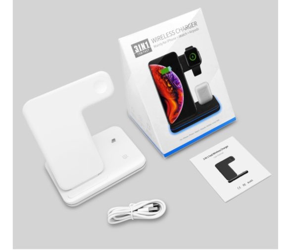 Compatible Mobile Phone Watch Earphone Wireless Charger 3 In 1 Wireless Charger Stand - Image 8