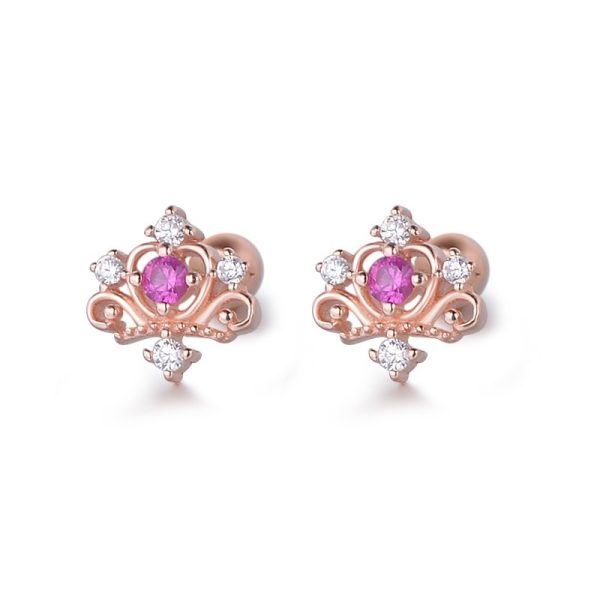 Vintage Crown Hollow Screw Stud Earrings - Image 7