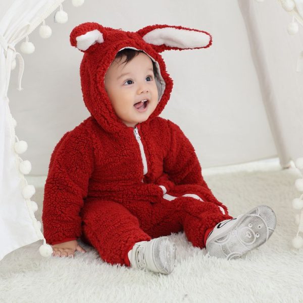 Fashion Baby Warm Bunny Ears Jumpsuit - Image 4