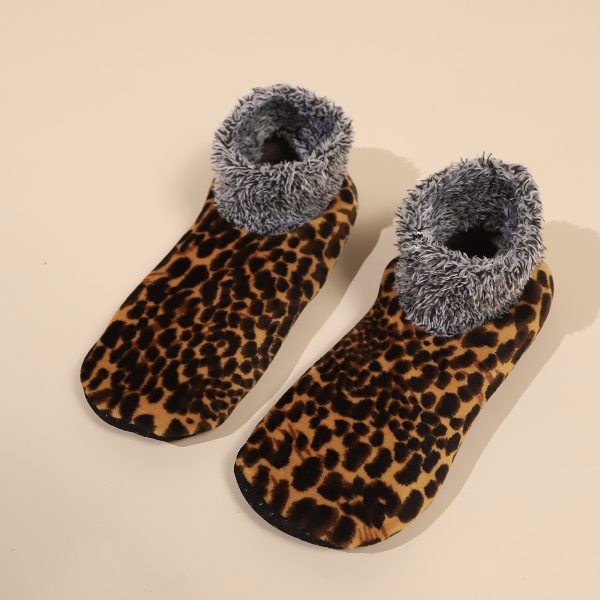 Casual Plus Size Warm Women Winter Leopard Print Room Socks - Image 10