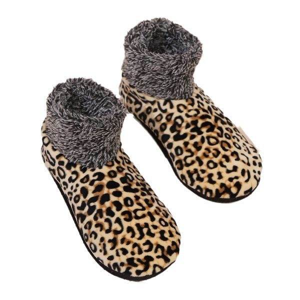 Casual Plus Size Warm Women Winter Leopard Print Room Socks - Image 5