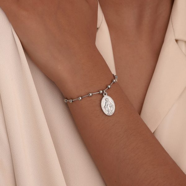 Cross Oval Stainless Steel Bracelet