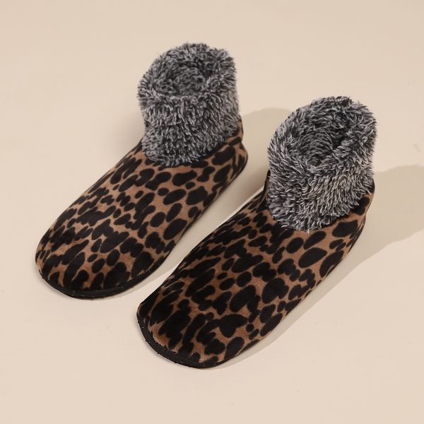 Casual Plus Size Warm Women Winter Leopard Print Room Socks - Image 7