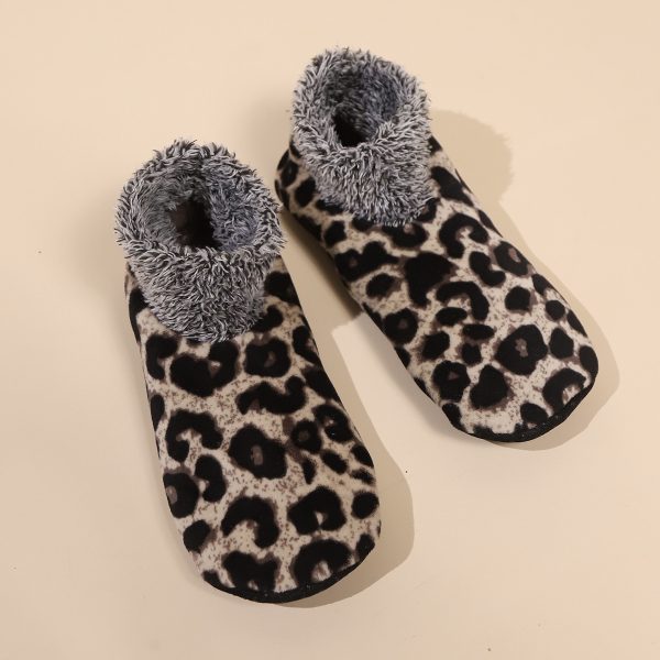 Casual Plus Size Warm Women Winter Leopard Print Room Socks - Image 9