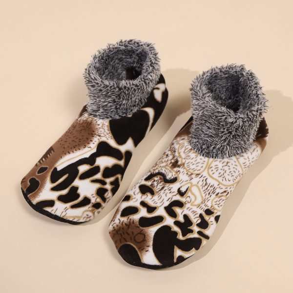 Casual Plus Size Warm Women Winter Leopard Print Room Socks - Image 8