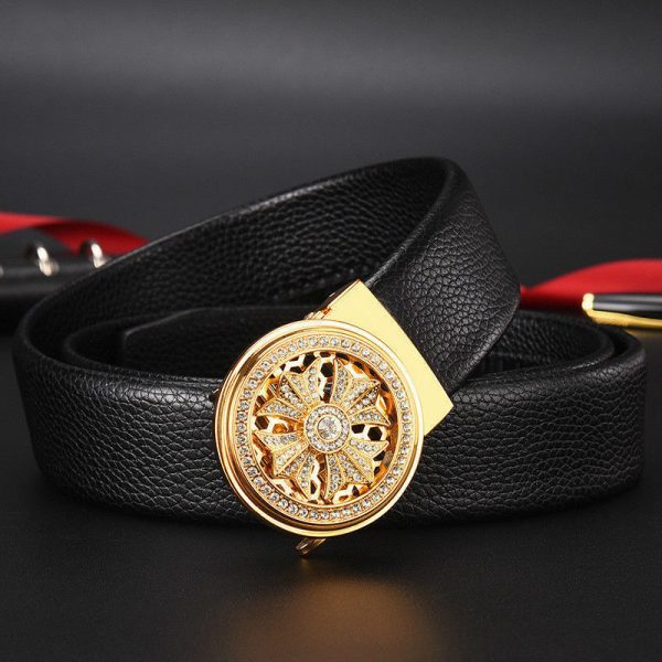 Good Luck Coming Men's Leather Belt Comfortable Click Belt Young Business - Image 2