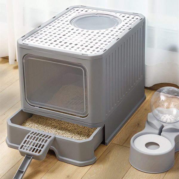 Large Double Door Drawer Foldable Cat Litter Basin - Image 9