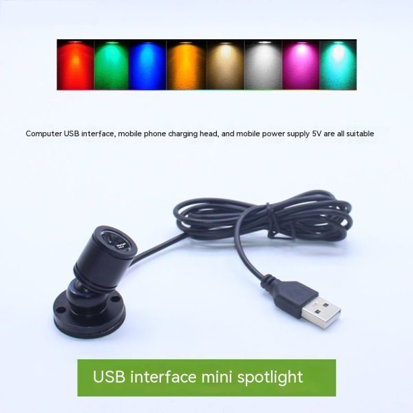 Mini Led Small Spotlight Model Decorative Crystal Fish Tank Colorful Color Changing Light 5V Usb Spotlight