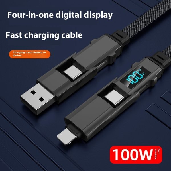 Digital Display Four-in-one Charging Cable Two-to-two Data Cable