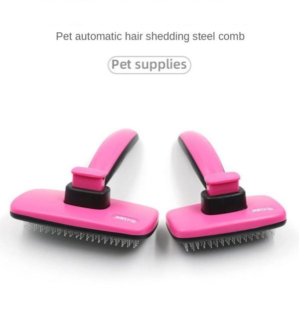 Curly Dog Hair Removal Comb Grooming Brush Stainless Steel Cats Combs Automatic Non-Slip Brush For Dog Cat Pet Cleaning Supplies - Image 2