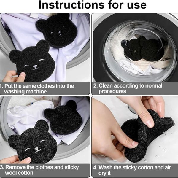 Bear Shape Sponge Cleaning Ball Washing Machine Laundry Ball Pet Hair Remover Reusable Clothes Sofa Cat Dog Hair Cleaning Sponge 2pcs - Image 3