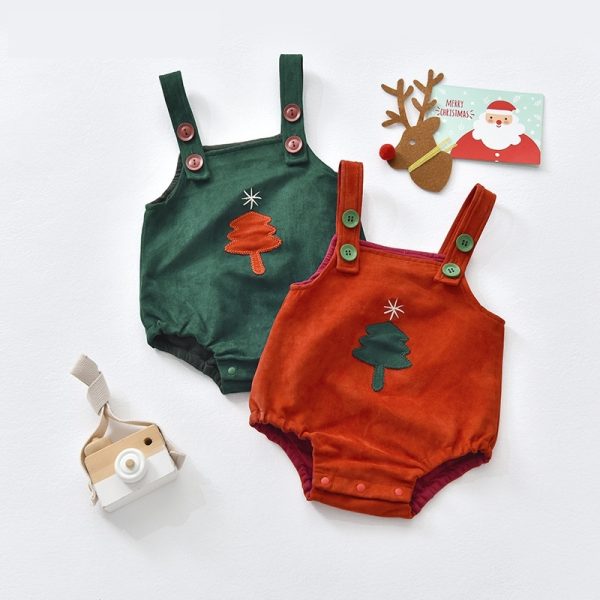 New Christmas Eve Cute Suspenders Romper Onesie Outerwear