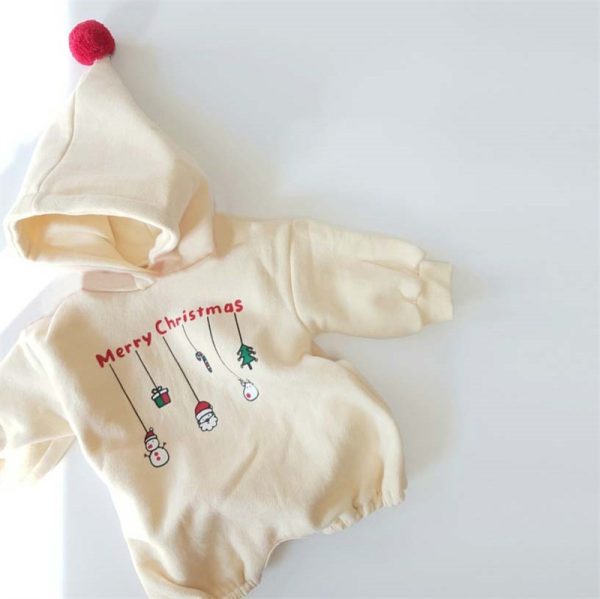 Male And Female Baby Snowman Fleece Sweater One-piece Romper Romper - Image 4