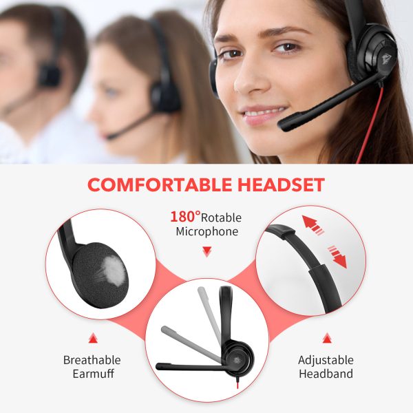 NUBWO HW02 Bilateral Lightweight Cable Telephone Headset - Image 2