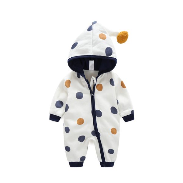 Cotton Printed Baby Hooded Crawling Bodysuit - Image 7