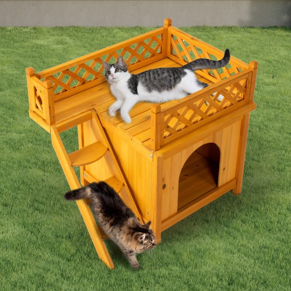 72X50X65.5cm 2 Storey Fence With Staircase Cat House - Image 3