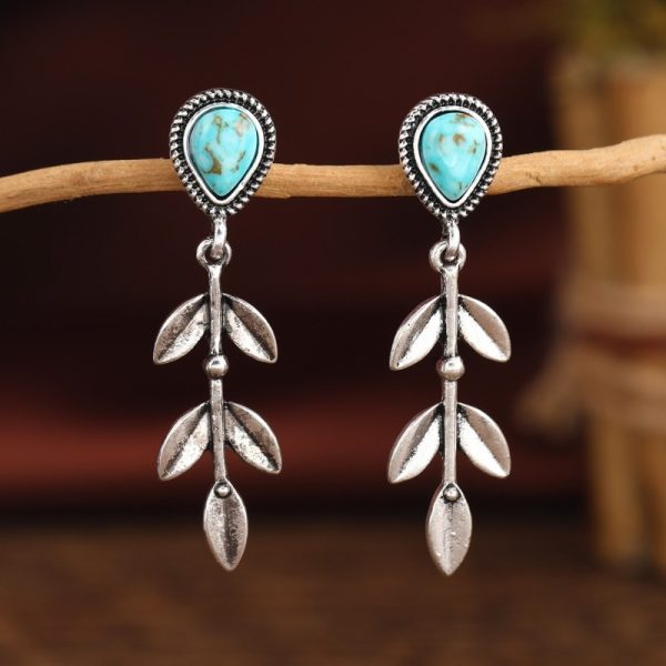 Creative Long Ethnic Style Earrings Drop Leaf Shape - Image 6