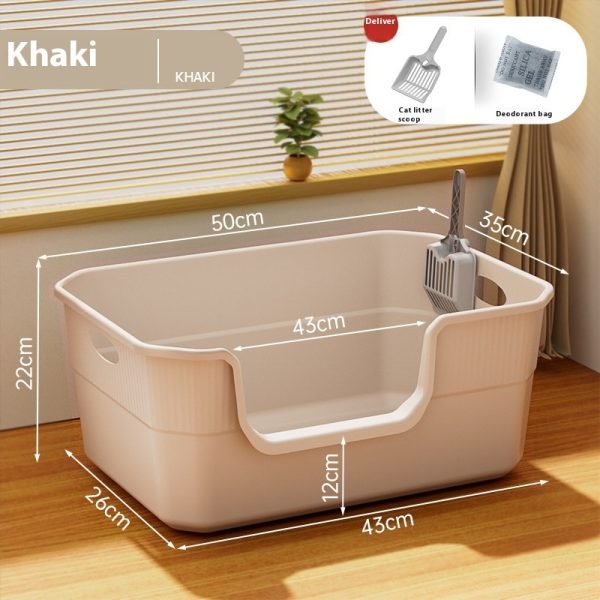 Oversized Splash-proof Cat Litter Box Oversized Open Semi-closed Cat Toilet - Image 10