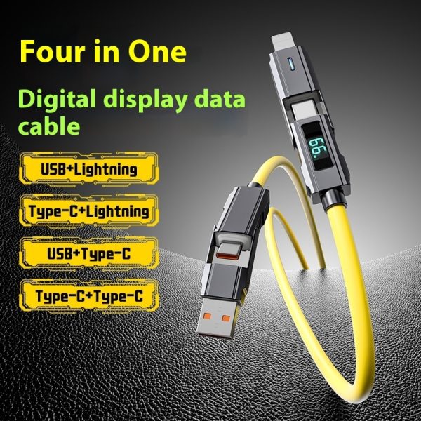 Digital Display Data Line Typec Four-in-one Silicone PD Fast Charge Line