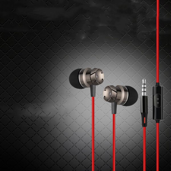 Metal Hot-selling In-ear Turbine Dynamic Bass Boost With Mic Wire Control Mobile Phone Universal Headset