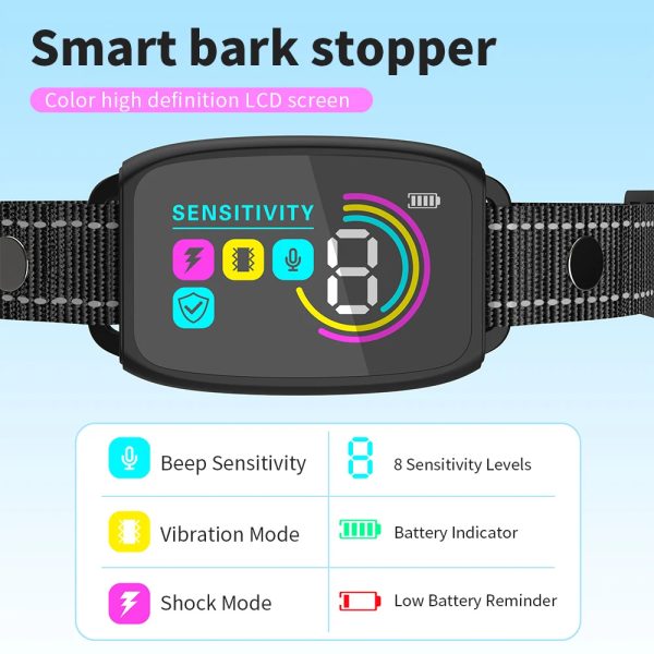 Smart Automatic Anti Barking Dog Collar Rechargeable Bark Stopper Stop Barking HD Digital Display IP67 Waterproof Collar For Dogs Pet Products - Image 3