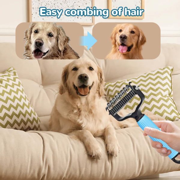 Upgraded Pet Safe Dematting Comb For Dogs Cats Deshedding Undercoat Rake With Double-Sided Stainless Steel Teeth Dogs Cats Grooming Brush For Detangling Thinning Shedding - Image 6