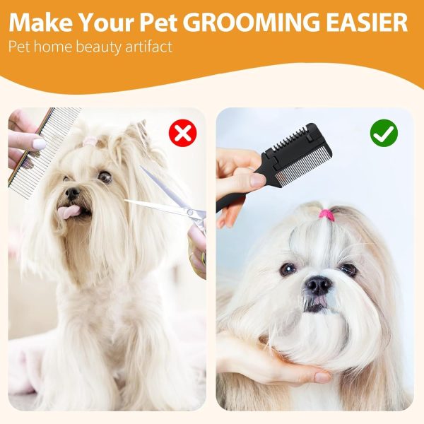 Razor Comb For Dogs Cats With Extra Blades Pet Razor Comb 2 In 1 Trimming Grooming Dog Cat Brush That Cuts Hair Hair Cutter Comb For Dog Cat Pet Hair Trimmer Grooming Comb For Dog Cat - Image 3