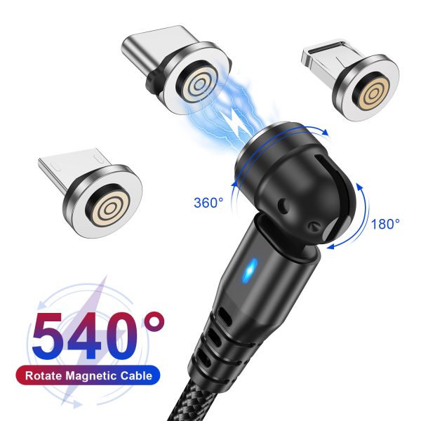 3-in-1 Magnetic Data Cable 540 Rotating Connector 5A Fast Charging - Image 2