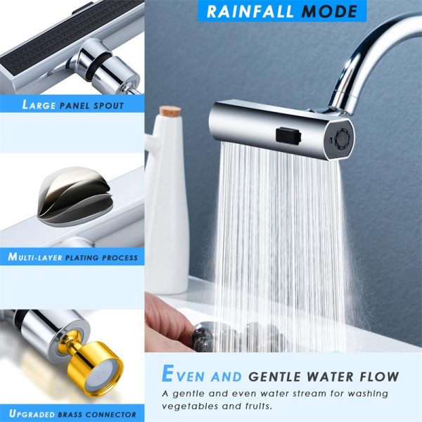 Kitchen Faucet Waterfall Outlet Splash Proof Universal Rotating Bubbler Multifunctional Water Nozzle Extension Kitchen Gadgets - Image 2