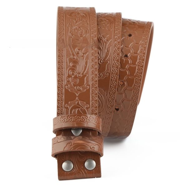 Embossed Belt Without Buckle Smooth Leather Belt - Image 8