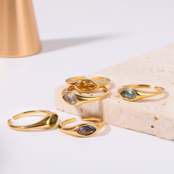 Color Retaining European And American Horse Eye Zircon Ring Female Simple Commute - Image 2